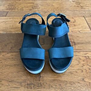 TIMBERLAND Koralyn Women's Wedge Leather Sandals in Black Size 7